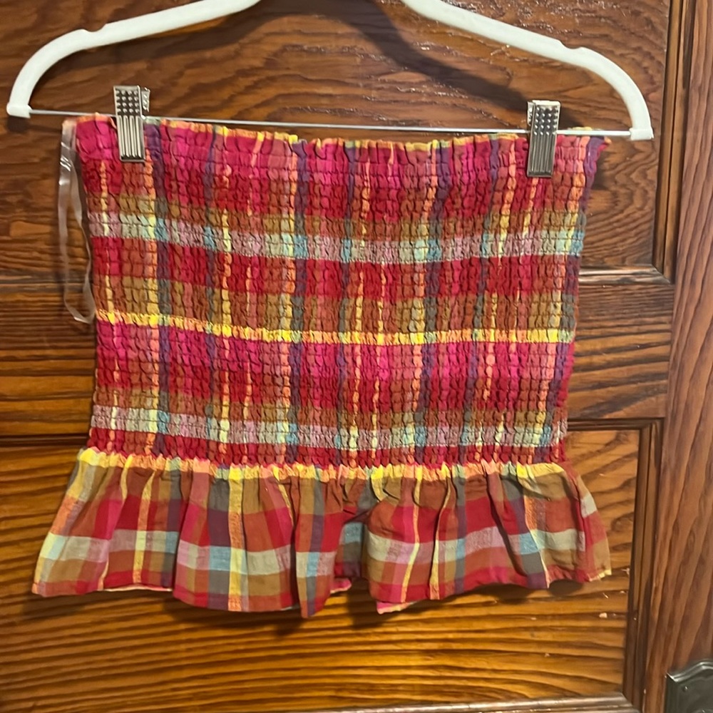Newest tags plaid smocked tube top